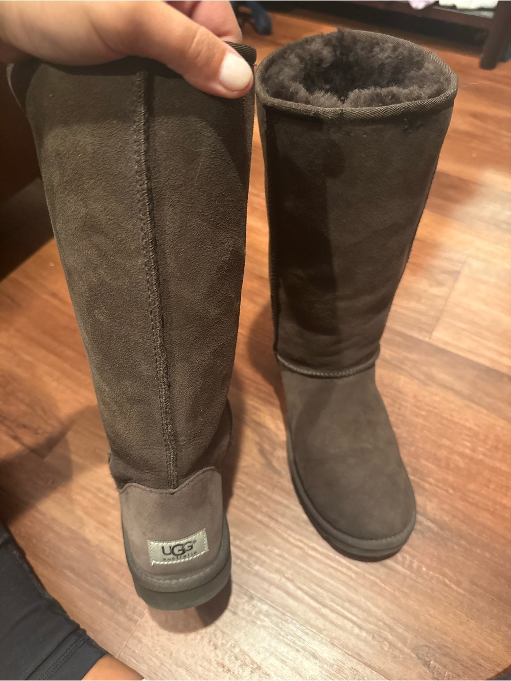 UGG Classic Tall Suede Shearling Boots - Chocolate Size 9